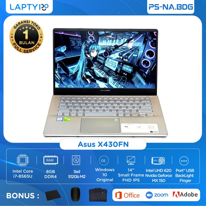 Laptop Editing Asus X430FN/Intel Core i7/Ram 8gb/Ssd 512Gb/Backlight