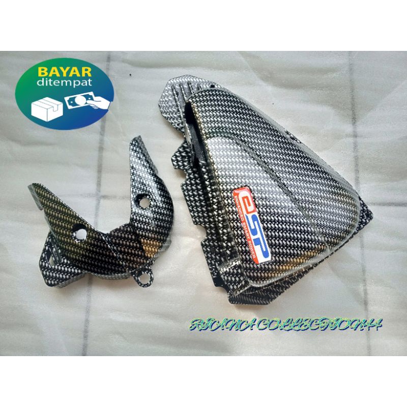 PAKET 2PCS TUTUP FILTER CARBON DAN COVER CVT CARBON / PAKETAN FILTER SCOOPY BEAT ESP FI