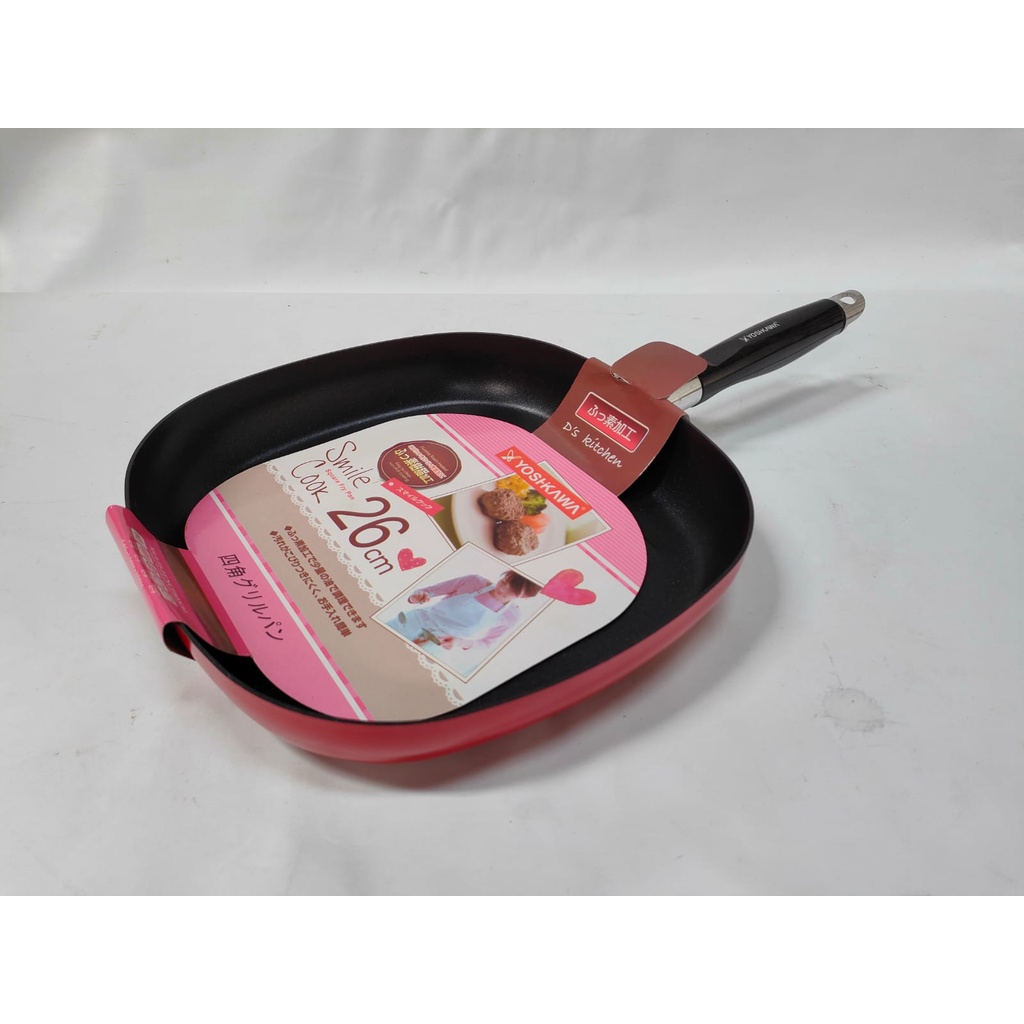 YOSHIKAWA GRILL PAN TEFLON YOSHIKAWA XFJ 260-01 UKURAN 26CM