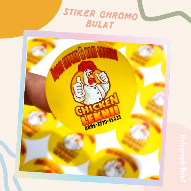 Stiker label Stiker custom chromo glosy Stiker label makanan Free Desain bentuk bulat