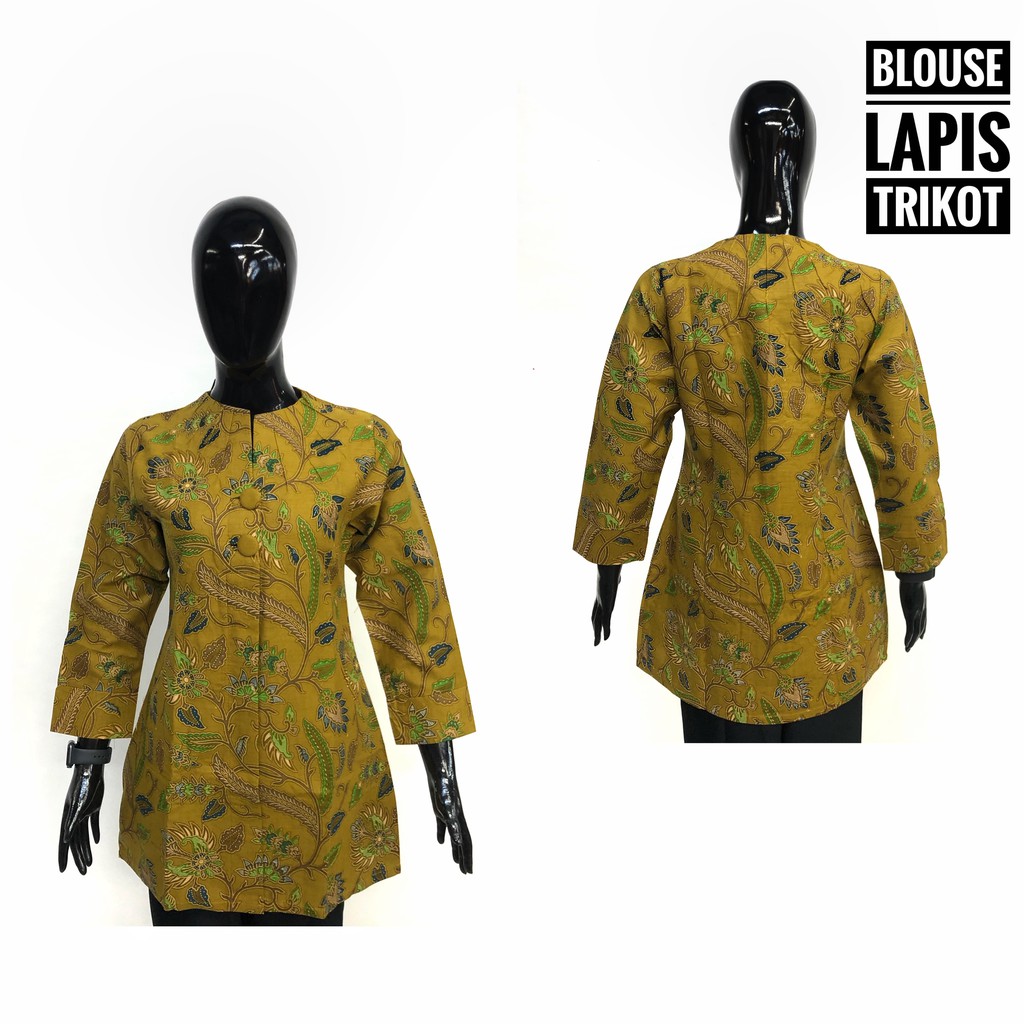 Exclusive Blouse Batik Kantor Lapis Furing Trikot Atasan Batik Usman Seragam Batik Grosir Murah