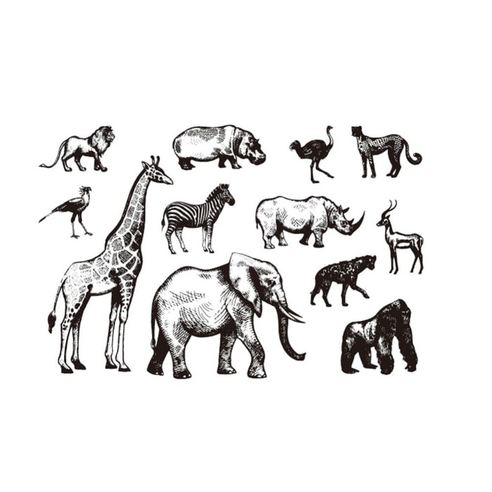 Clear Stamp (Stempel Transparan/Bening) - 12 Kind Animal Pattern