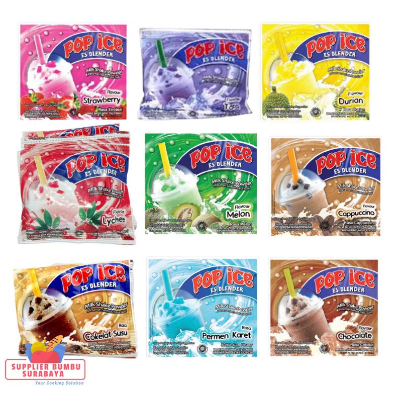 Pop Ice Blender Bubuk Minuman Instan Aneka Rasa 25g x 10 pcs