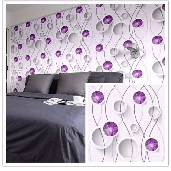 Wallpaper Dinding Murah / Wallpaper Sticker Wave Keristal Bulat Ungu 45cm x 9-10m