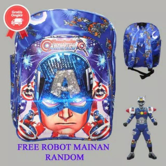 TAS KAPTEN AMERIKA TAS ANAK KARAKTER KAPTEN AMERIKA RANGSEL PAUD TK free robot