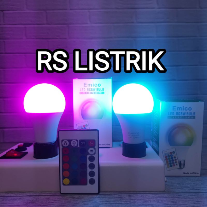 EMICO LAMPU HIAS BOLAM LED RGB REMOTE 7 WATT E27 RGBW 7W SNI