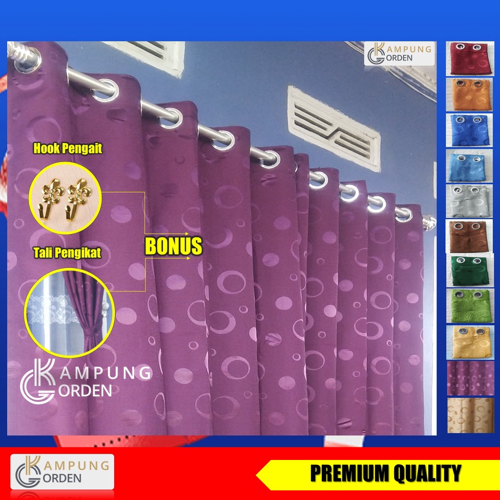 Gorden Jendela Pintu Minimalis Model Smokering Motif Polkadot Bahan Tebal Lebar 120cm Tinggi 1m 2m 3