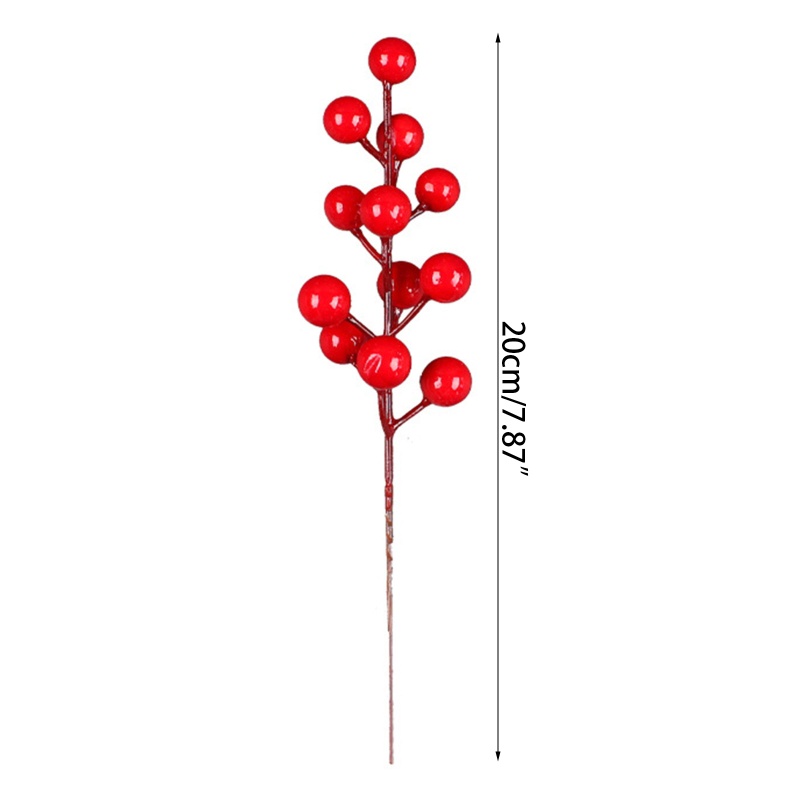 10 Pcs / set Batang Buah Cherry Buatan Warna Merah Untuk Dekorasi Pohon Natal