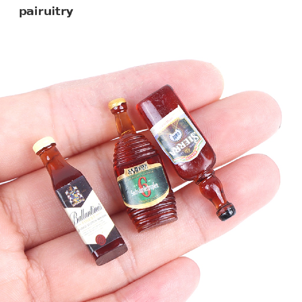 Prt 10Pcs / Set Miniatur Botol Wine Skala 1: 12 Untuk Aksesoris Dapur Rumah Boneka PRT