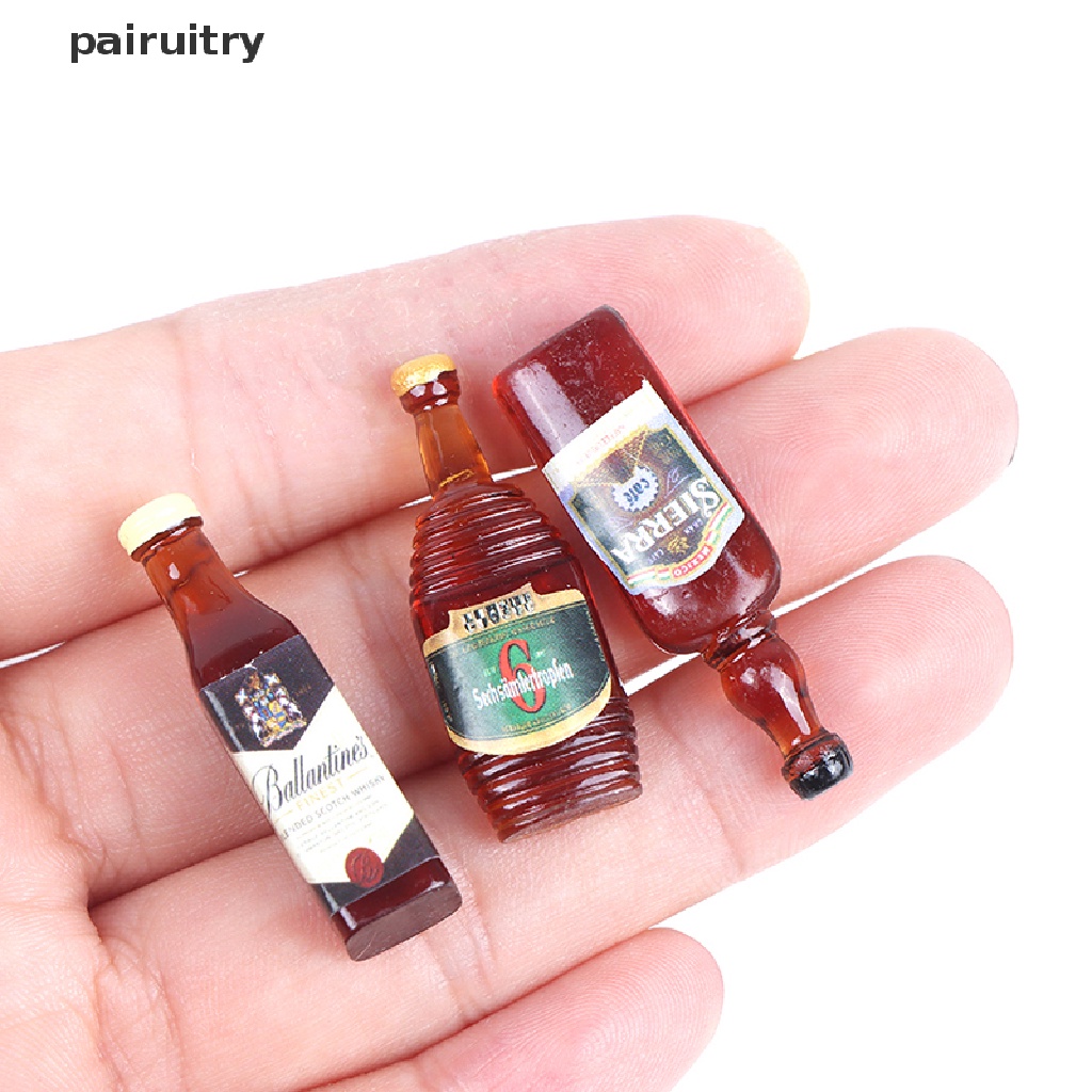 Prt 10Pcs / Set Miniatur Botol Wine Skala 1: 12 Untuk Aksesoris Dapur Rumah Boneka PRT