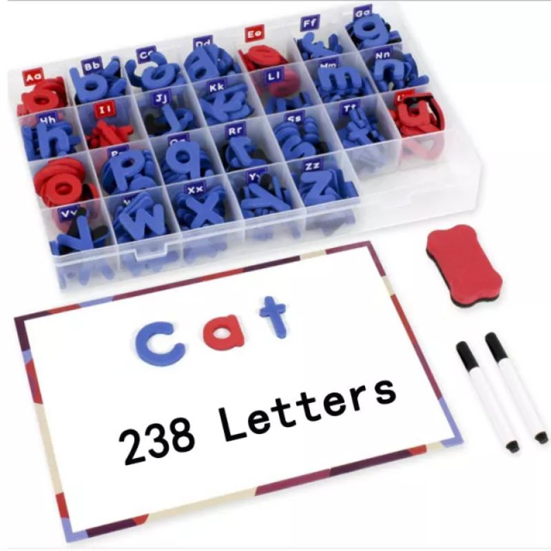 Montessori huruf &amp; angka isi 256pcs EVA FOAM MAGNETIC Movable Alphabet