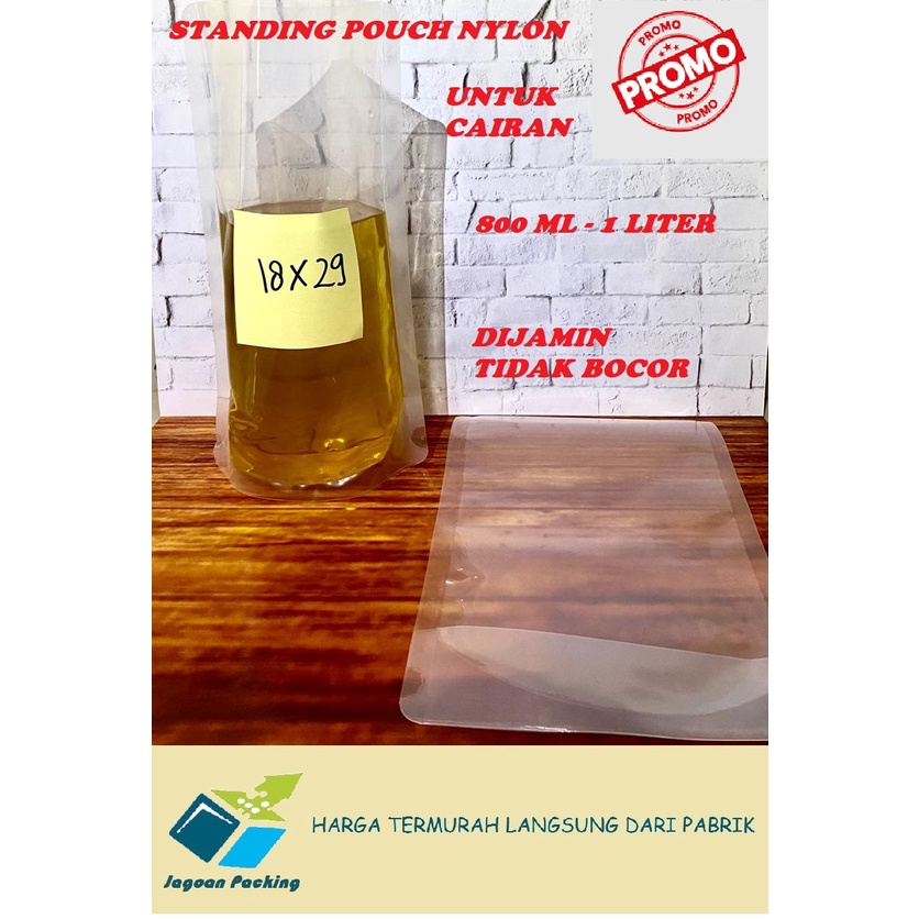 STANDING POUCH NYLON UNTUK CAIRAN/ LIQUID NON ZIPLOCK 18 CM X 29 CM