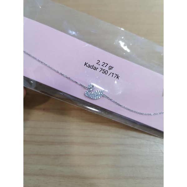 Gelang Tangan Emas Putih model Angsa kadar 750/17k