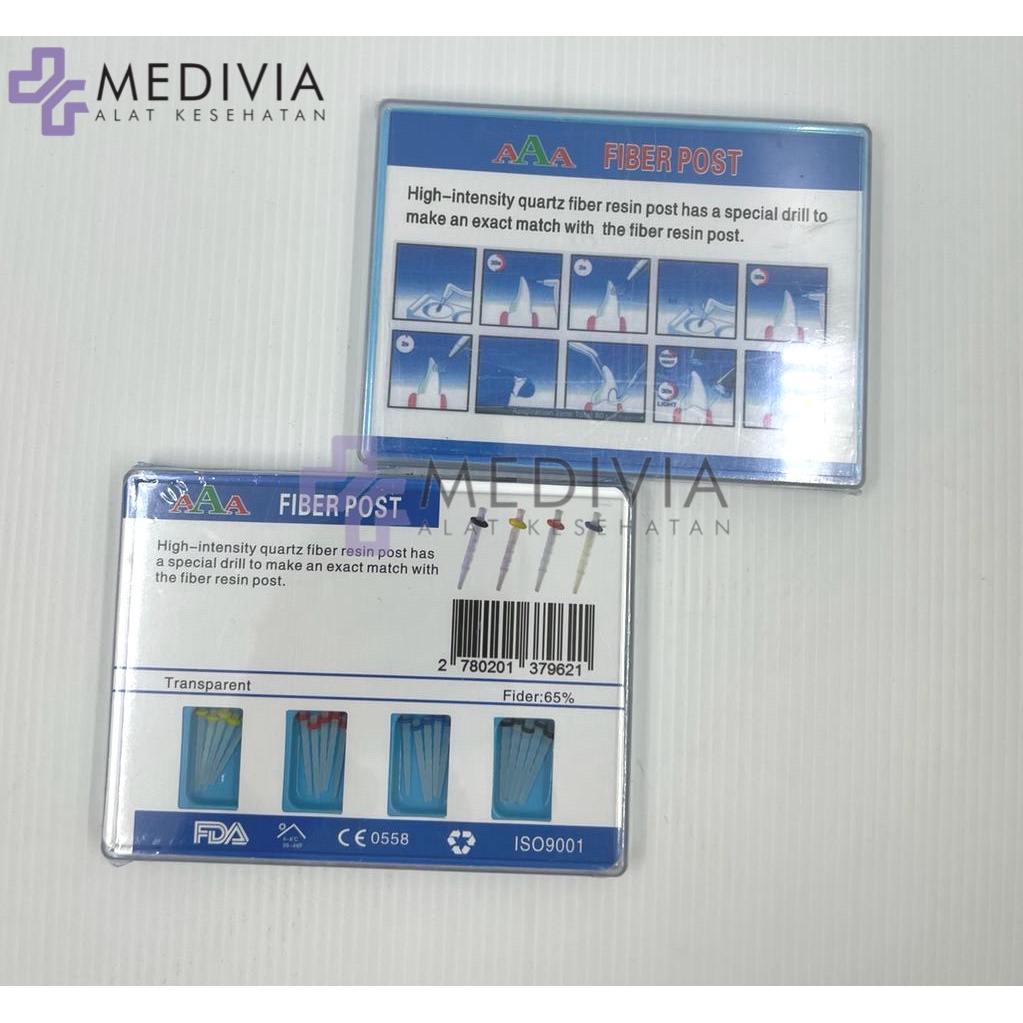 DENTAL FIBER POST PASAK GIGI PLUS DRILL PASAK FIBERPOST CORE 4 WARNA/ PASAK GIGI ENDODONTIK