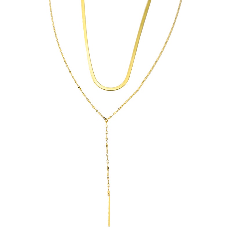 Kalung dua layer juntai panjang titanium anti karat korea fashion - ercassia
