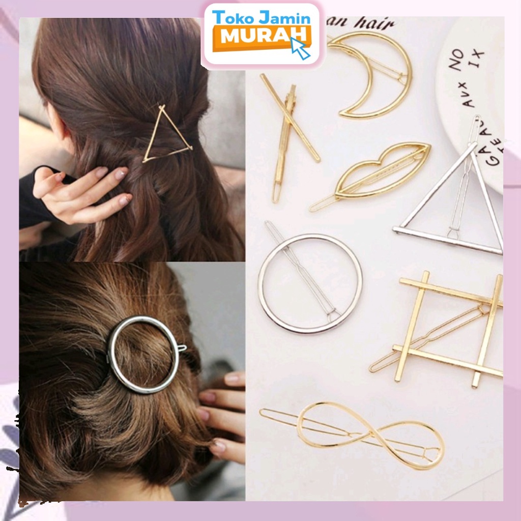 TJM JR208 Jepit Rambut Simple Geometri Gaya Korea Jepit Wanita Mutiara Jepit Jilbab Jepitan Rambut