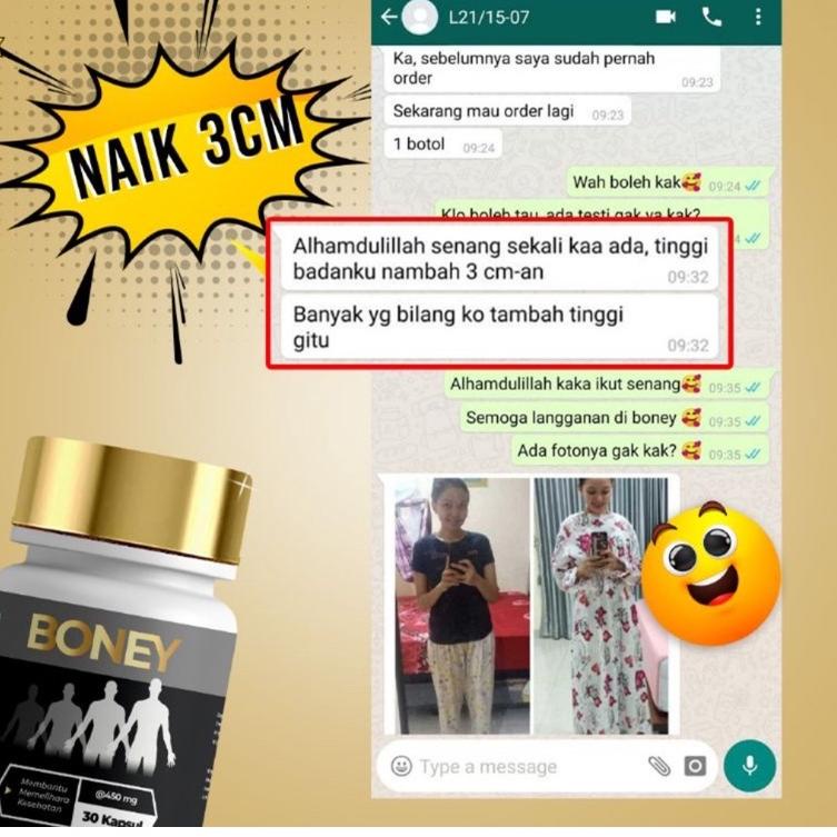 Terbaru (BISA COD) BONEY PENINGGI BADAN HALAL DAN BPOM BONEY PENINGGI BADAN 100% ORIGINAL 