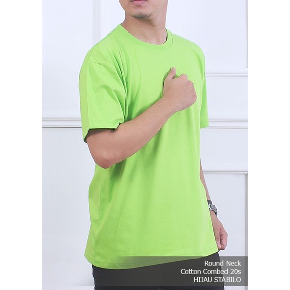 Kaos polos Hijau Stabilo