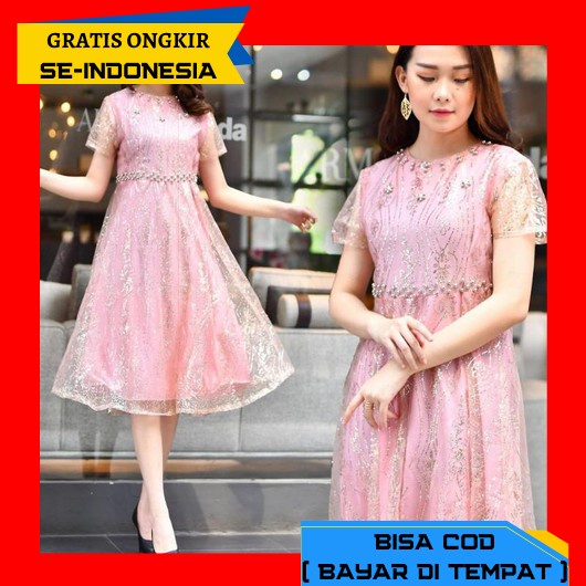 Bisa Bayar Ditempat [Cod] Dress Kondangan Wedding Dress Saukia Brukat Promo Dress Natal Terlaris / D