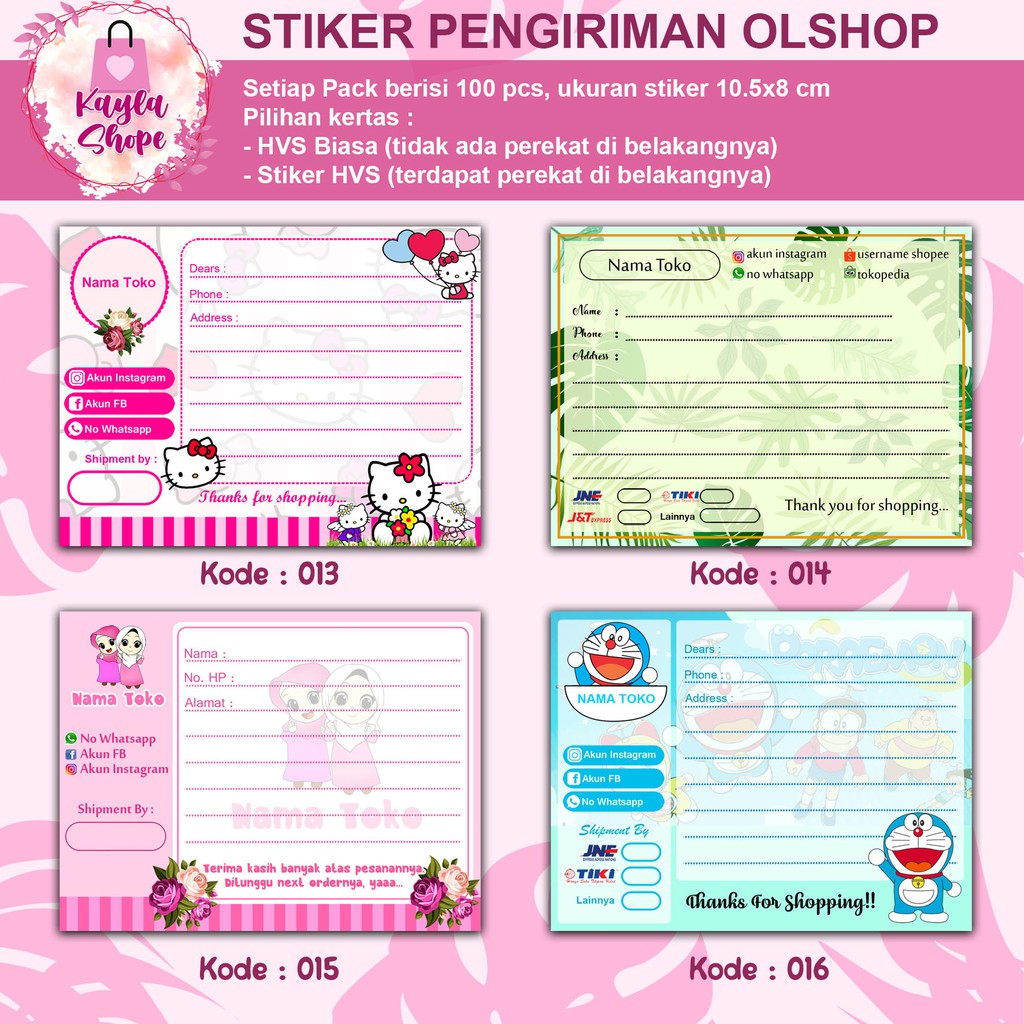 

100 Pcs Stiker Pengiriman Online Shop Custom - Kode 013-016