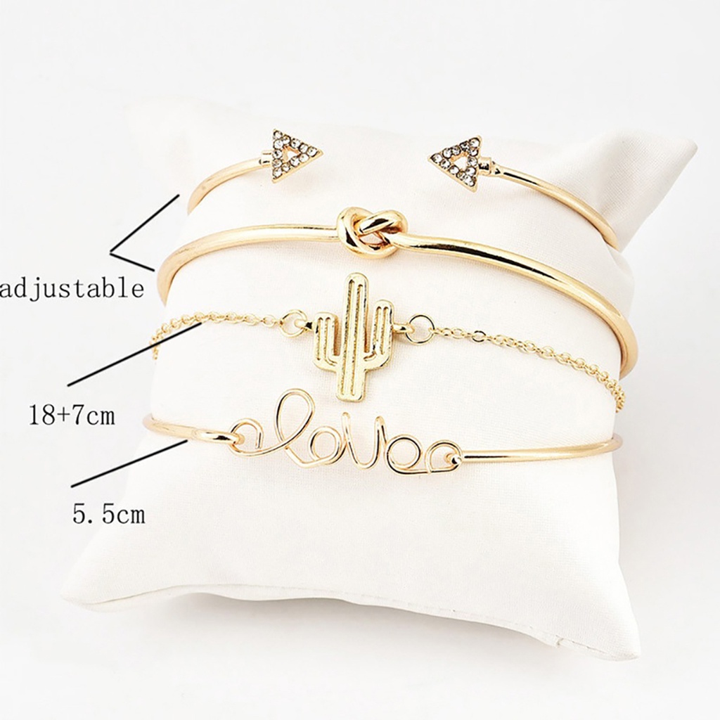 Hu Hu Hu Hu Hu Alat Bantu Pasang Kacamata♡ 4pcs / Set Gelang Tangan Rantai Adjustable Model Terbuka Untuk Wanita