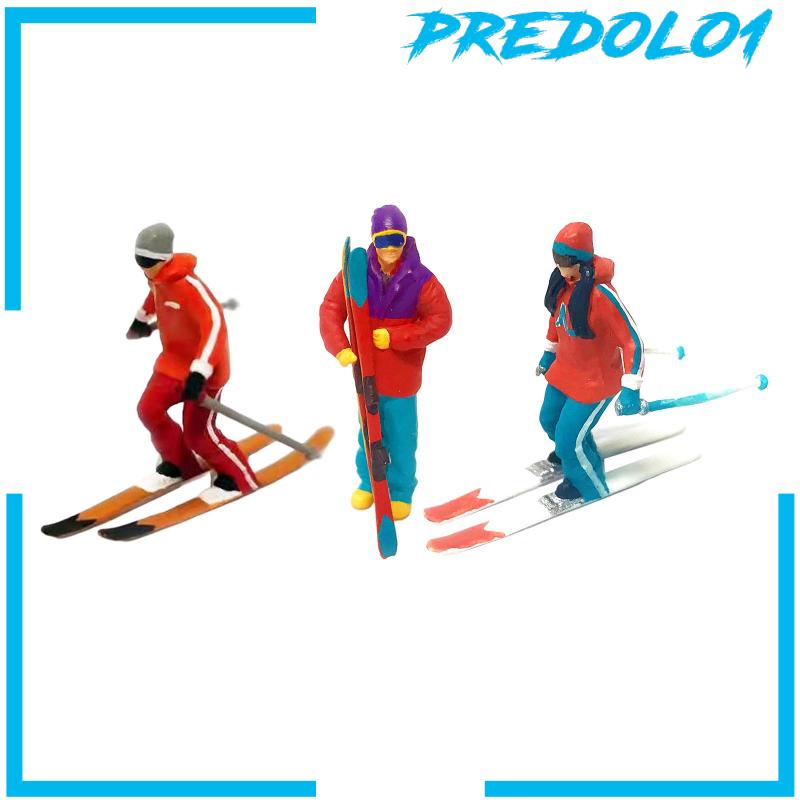 3x Resin HO Scale Miniature Model Skiing Figures Ornament for Fire Wheel