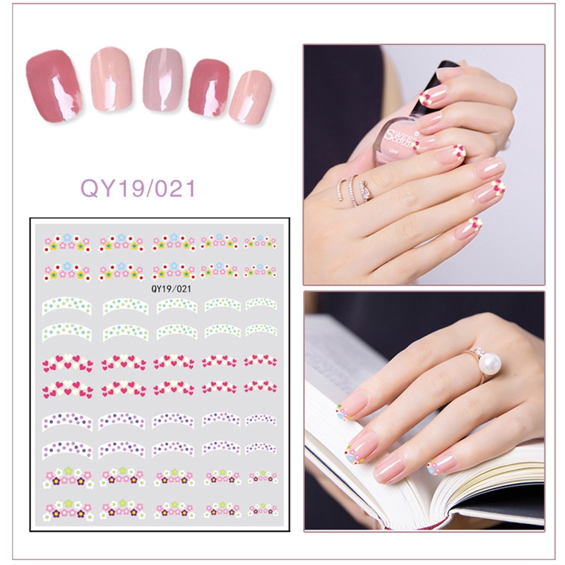 Qy19/019-036 Stiker Nail Art Motif Kartun Bunga/Hewan/Buah/Pelangi/Smiley Untuk Manicure Anak/Dewasa