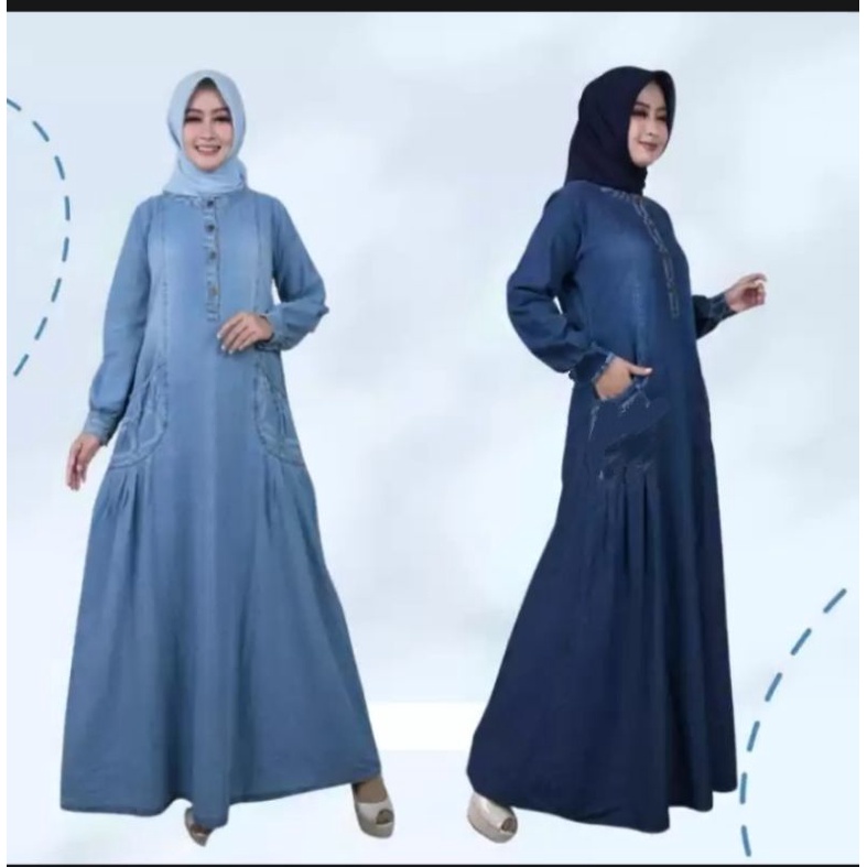 dress jeans kekinian 2021/gamis jeans terbaru 2021/gamis jeans import/gamis jeans terhits 2021