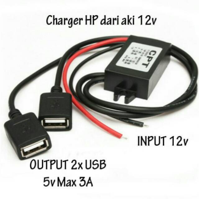 Charger HP Smartphone Input 12V AKI out 5V 3A