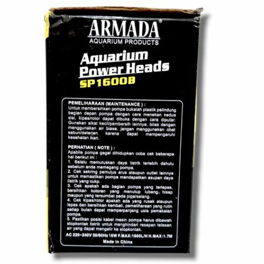 Pompa Aquarium hidroponik ARMADA SP 1600B