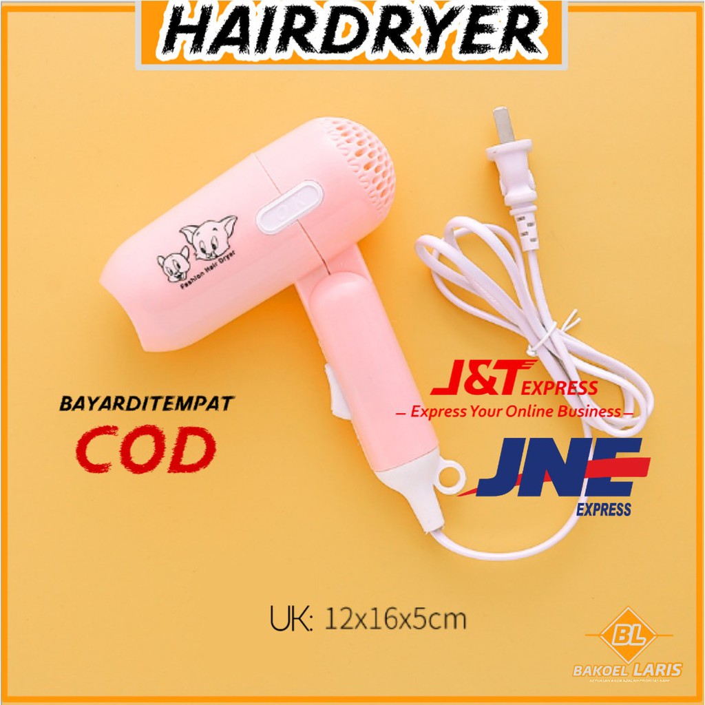 (COD) Hair Dryer Karakter Mini Portable Pengering Rambut Pink