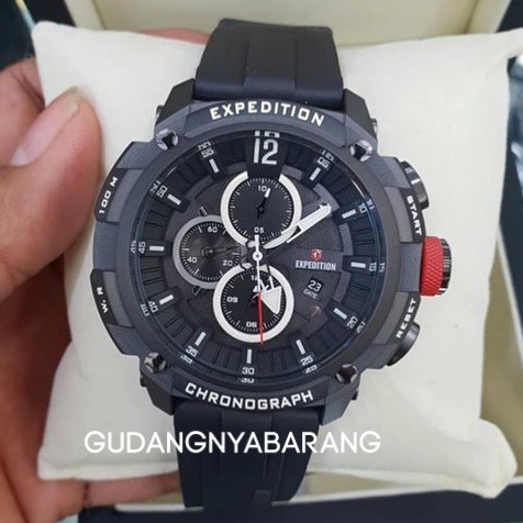 JAM TANGAN PRIA - COWOK - LAKI EXPEDITION EXP 6781 RUBBER KARET BLACK HITAM ORIGINAL KEREN