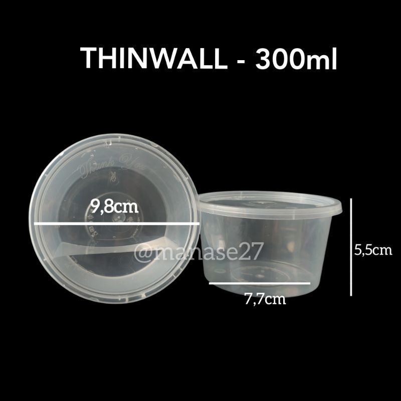 Thinwall 300ml round bulat mika tebal tempat makan plastik wadah salat microwave freezer