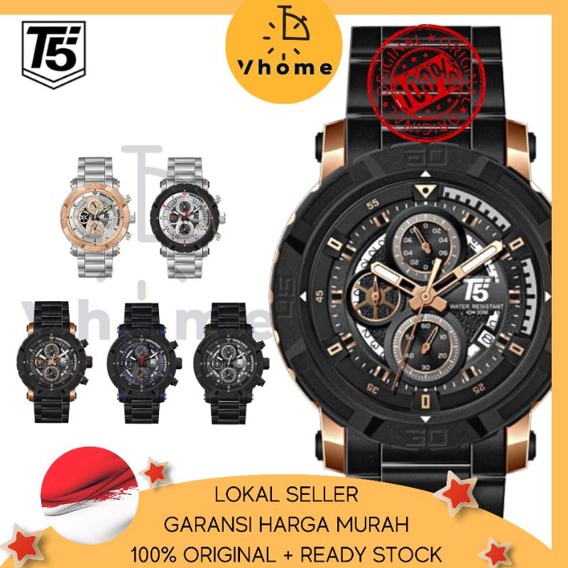 VHOME - JAM PRIA T5 ORIGINAL 100% 3814 H3814 H3814G CHRONOGRAPH WATERPROOF 3ATM BERGARANSI FREE BOX+