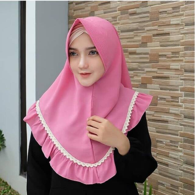 Hijab annisa renda wolfis/khimar pet simple annisa renda