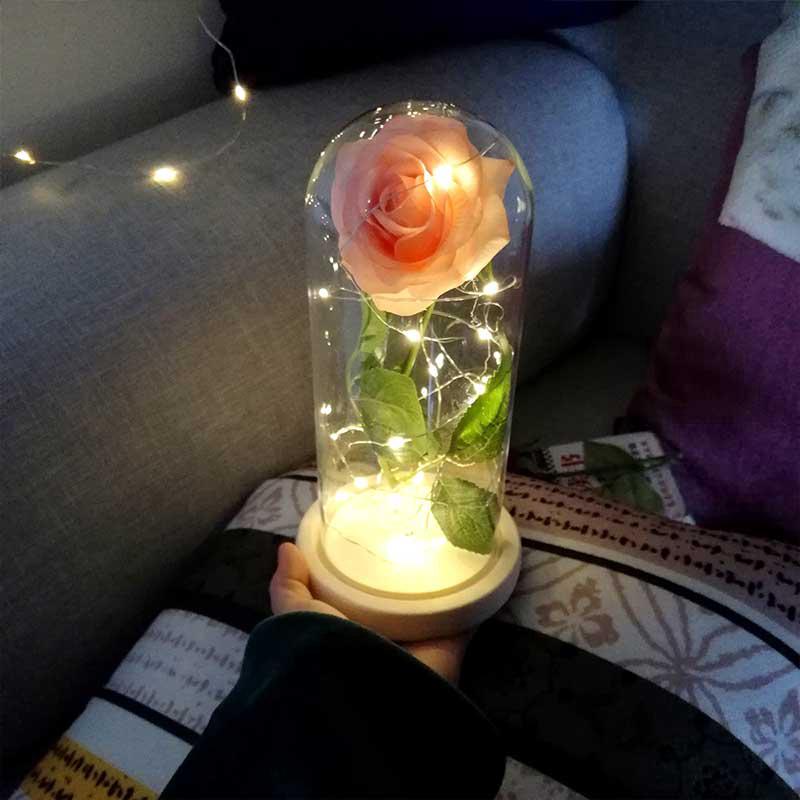 Hiasan Bunga Mawar Dalam Tabung dengan Lampu LED untuk Hiasan Bunga Mawar Dalam Tabung dengan Lampu LED untuk