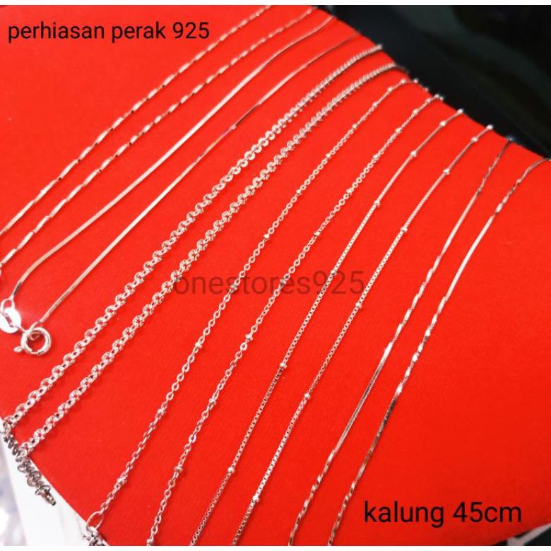 Kalung Perak Asli Silver 925 Wanita Lapis Emas Putih 45Cm