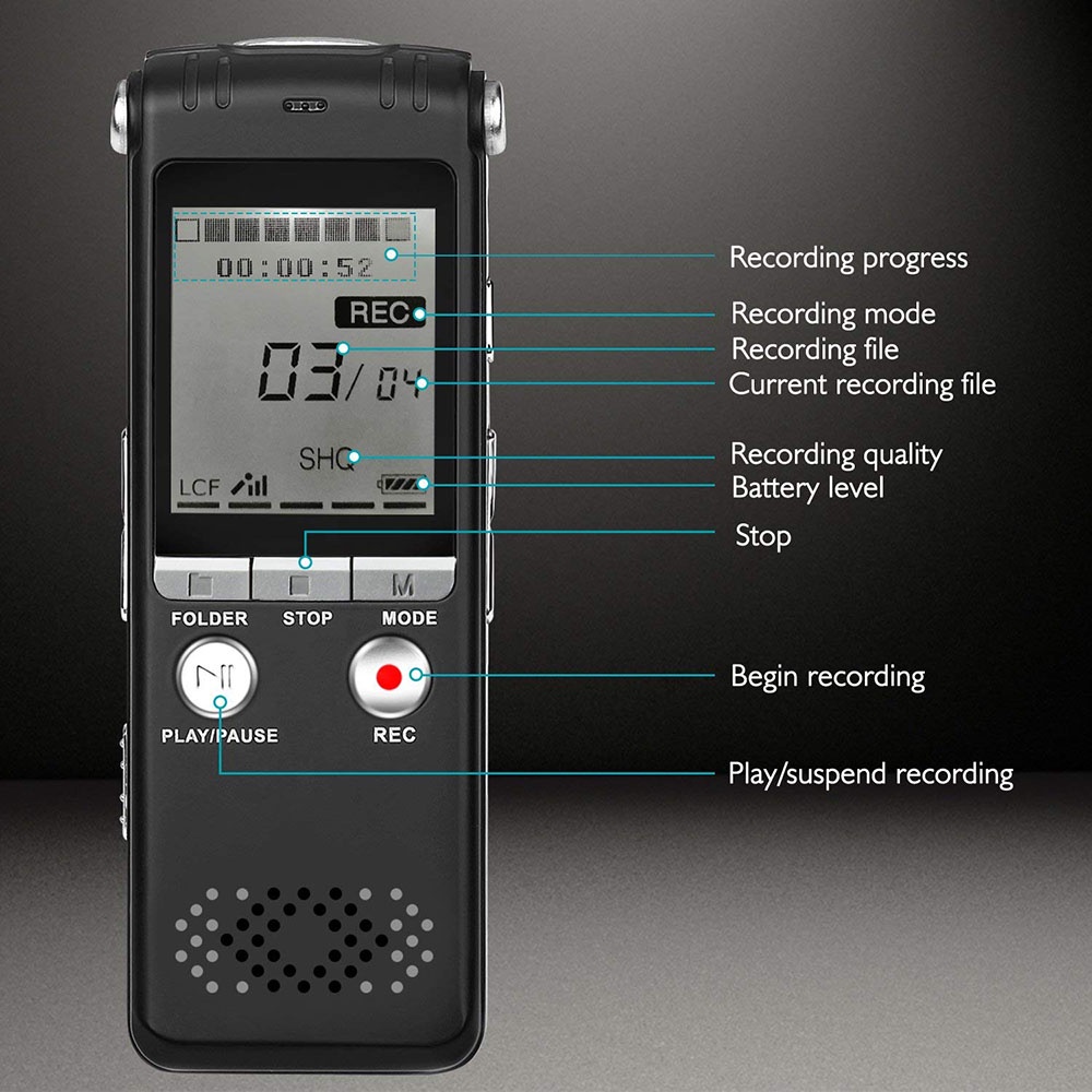 Perekam Suara HD Microphone Digital Voice Recorder 8GB - N131 - Black