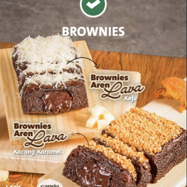 

Brownies Aren Lava Kacang Karamel dan Keju