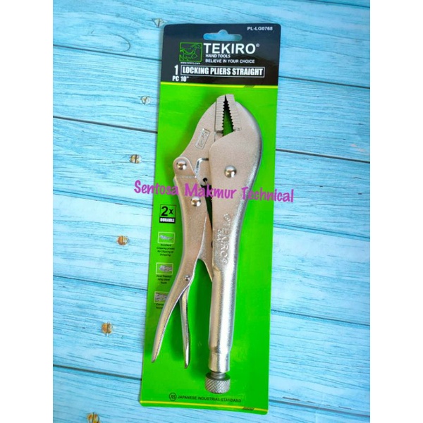 TEKIRO 10&quot; Tang Bais Buaya Rata Lurus Straight Locking Plier 10 Inchi