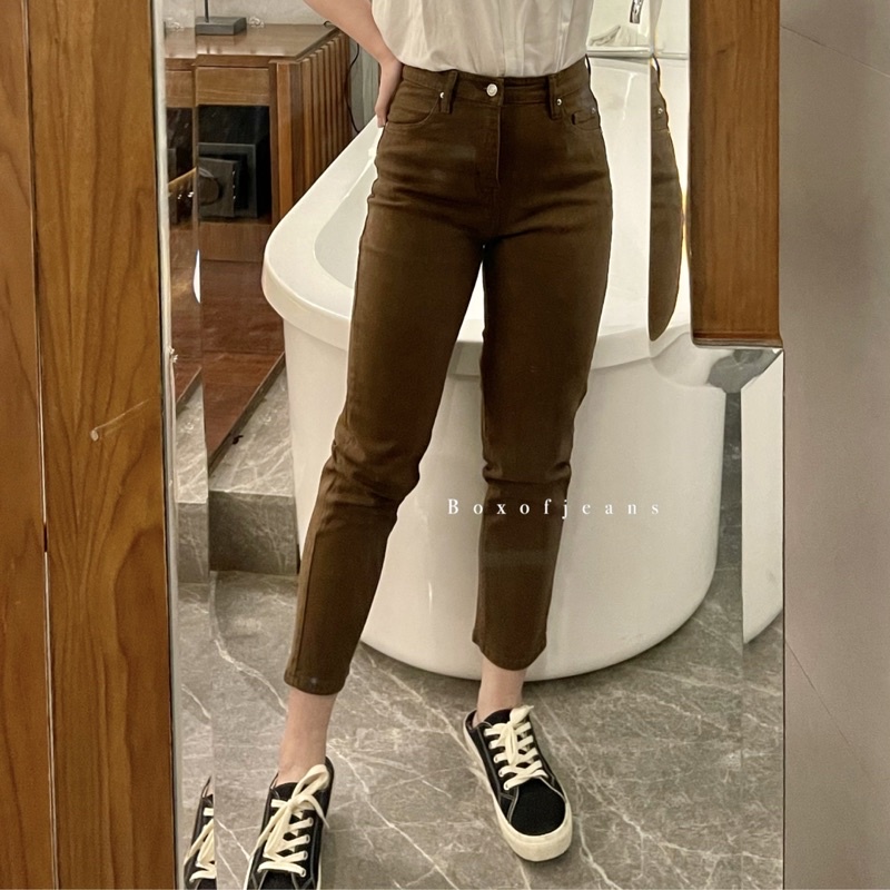 Boxofjeans - HW Stretchy Boyfriend jeans - DARK BROWN