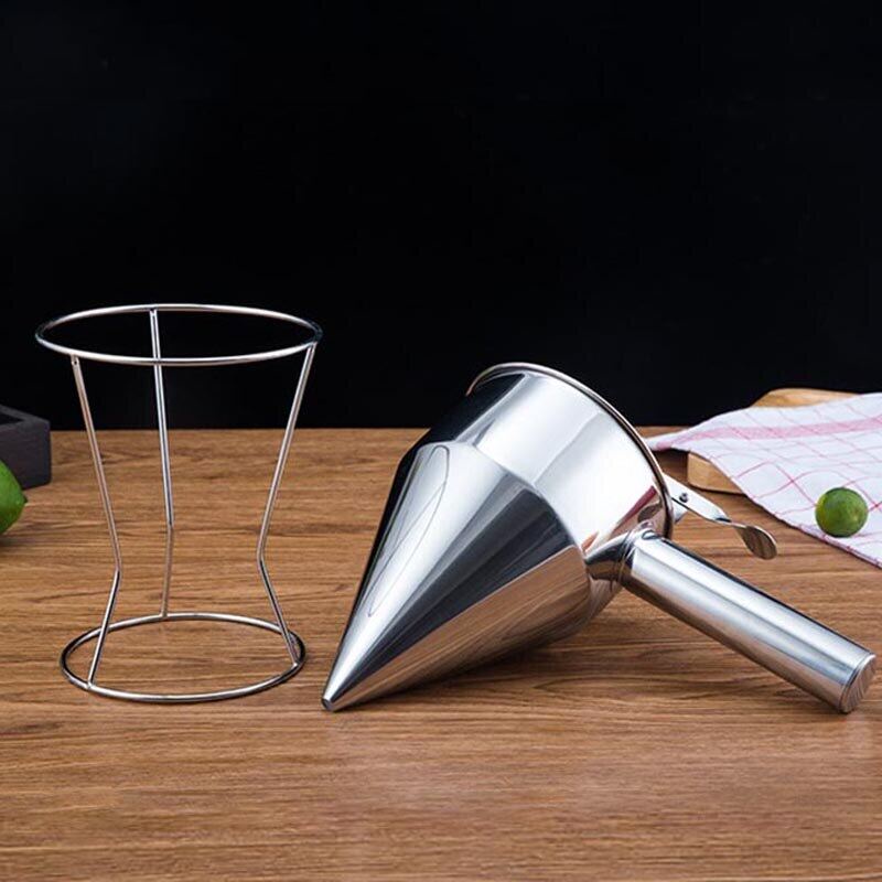 Batter Dispenser Funnel Gelas Stainless Steel Piston Corong dengan Dukungan Saus Krim Corong Dosis untuk Chocolate Cupcake Alat Bola Gurita Alat Alat Dapur