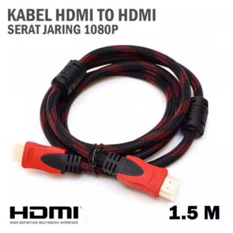 Kabel HDMI To HDMI Bahan Bagus Serat Jaring