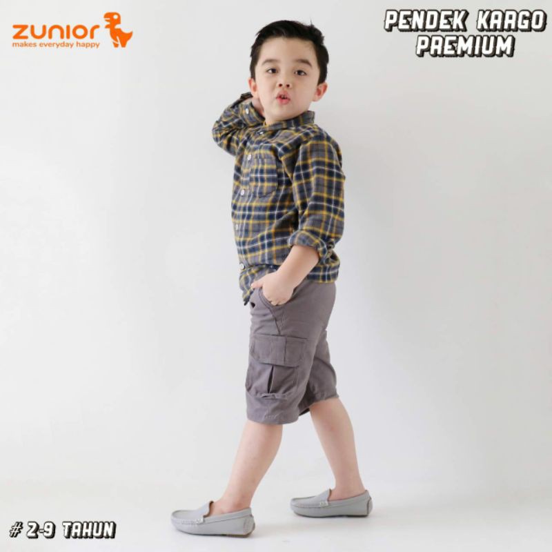 Pendek Cargo Anak Zunior Premium Abu