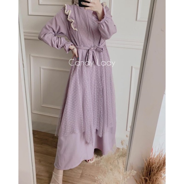 Hijabbstory Sephora Dress Wolviska Organza Maxi Aisyaa Tulle Dress LVN solo