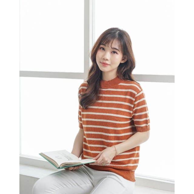Emma Top Cotton Knit - Atasan Rajut Wanita Tangan Pendek - Korean Top Short Sleeve (301)