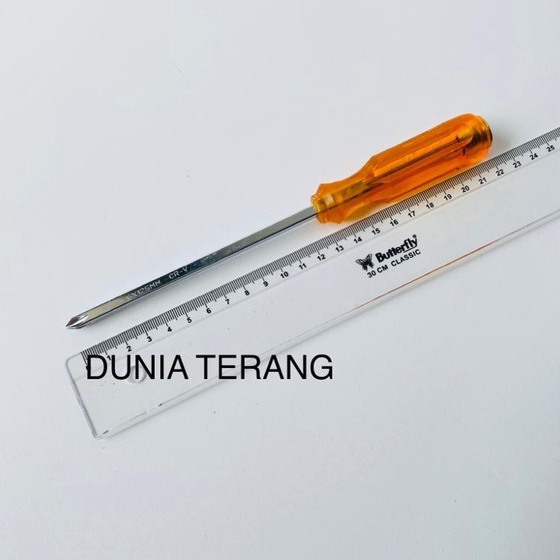 ATS Obeng Gagang Plastik Magnet 5'' 5in 5inch (+) (-) - Obeng Tembus gg Plastik Kuning - Obeng Ketok ATS Panjang Pendek Plus Minus - Go Trough Screwdriver - ATS 6x125mm