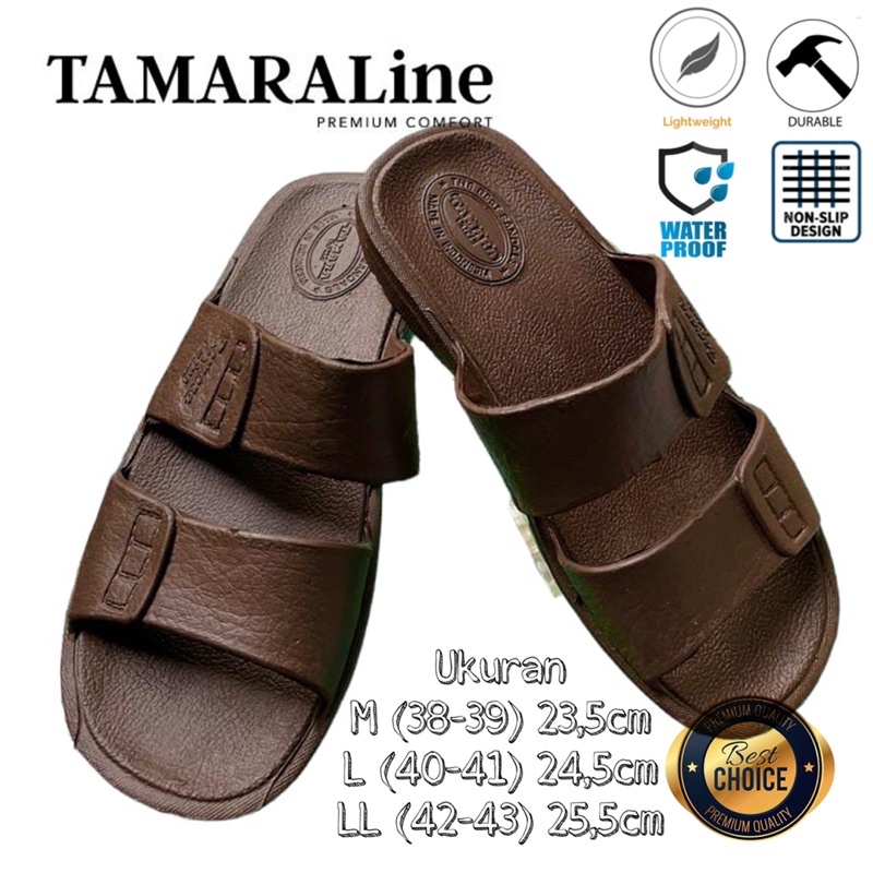 Sandal Selop Slide Slip on Karet Pria Dewasa / Remaja - TAMARALINE 109 / Bahan Premium Lentur Empuk Ringan Kuat Anti Slip Anti Air Model Sandal Casual Santai Rumah Hotel Outdoor Kamar Mandi Murah Original