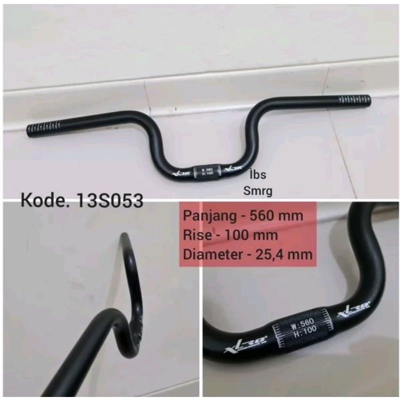 Handlebar Stang XLR8 Taiwan Seli Sepeda Lipat Diameter Panjang 25.4 x 560 MM Rise 100MM Folding Bike