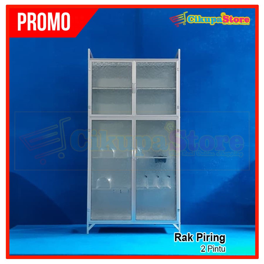 Lemari Rak Piring Full Kaca 2 Pintu Premium LP 709-77